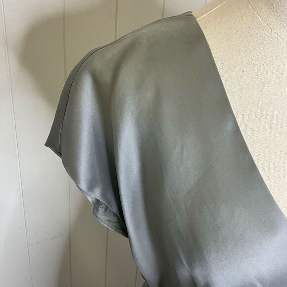 Brand New J. Crew Women’s 4 100% Silk Melanie Knee Length Dress Grey Wrap - Picture 3 of 15